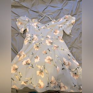 Blue floral satin sundress